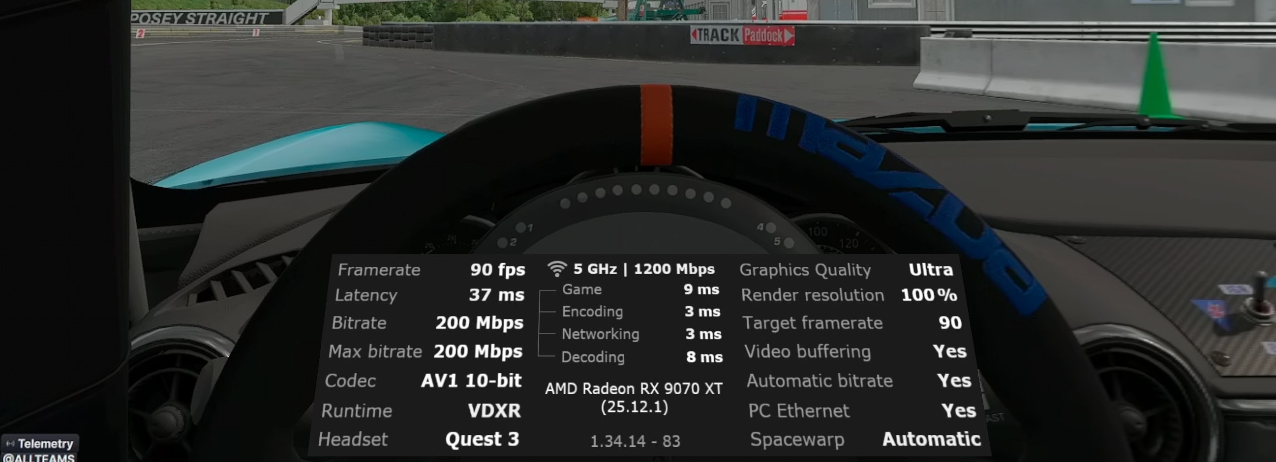 Virtual Desktop connection stats overlay