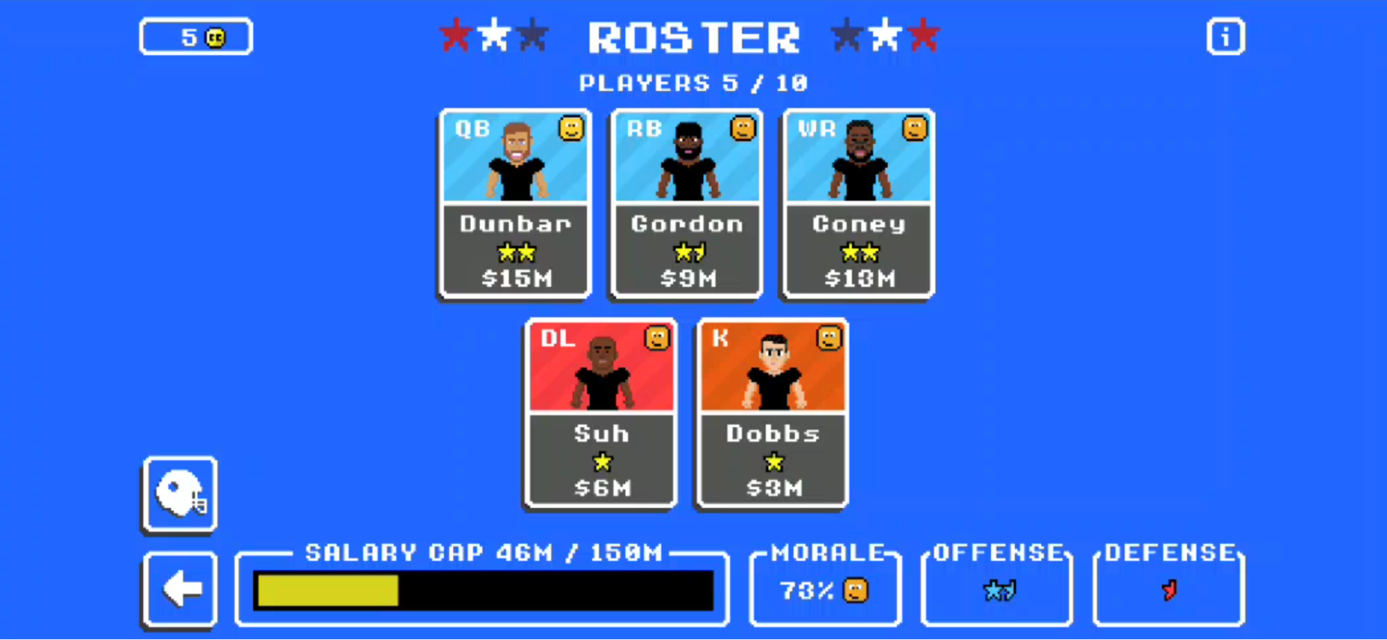 Roster screen